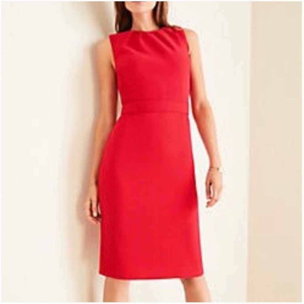 Ann Taylor pleat-neck dress Size 4 - beautiful rich red color and cocktail ready